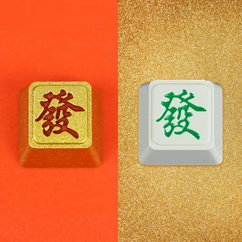 Red and gold character metal keycaps